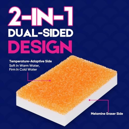 LAUNDRYLUX Magic Sponge Erasers, 8 Pack Dual-Sided Shower & Tub Cleaner - Image 2