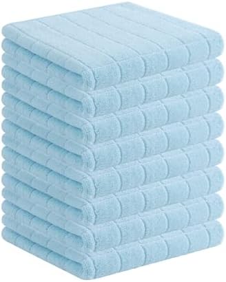 Homaxy 100% Cotton Terry Kitchen Towels, 8 Pack, Sky Blue by Homaxy