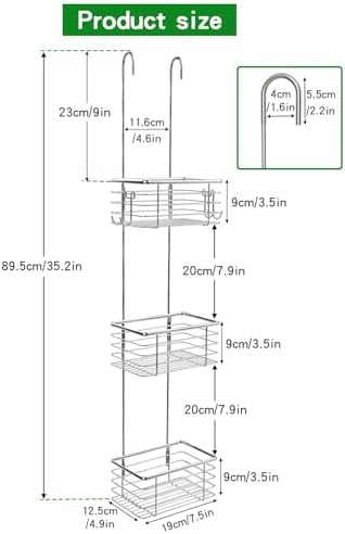 3-Tier Small Hanging Bathroom Organizer, caddy hanging, Shampoo Holder - Image 2