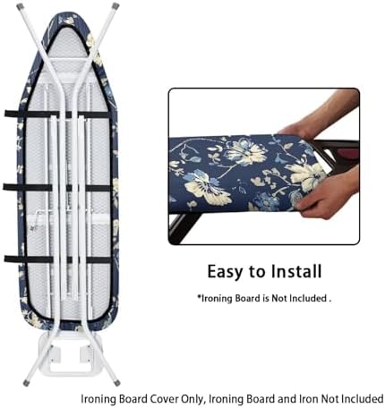 Blue Gold Flower Ironing Board Cover Standard Ironing Board Cover - Image 3