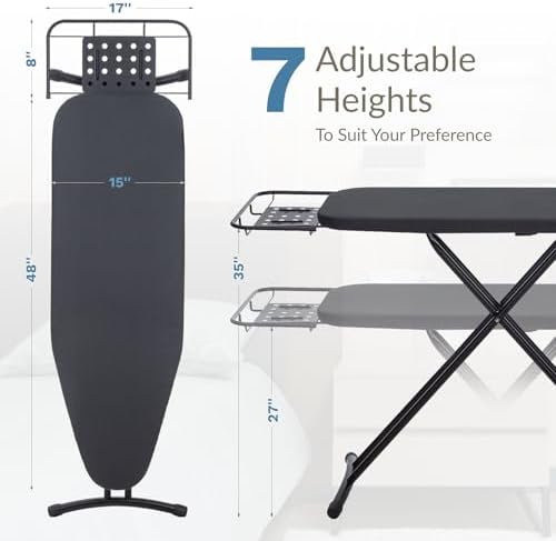 Ironing Board 48"x15" with Iron Rest, RAINHOL Black Full Size Iron Board - Image 3