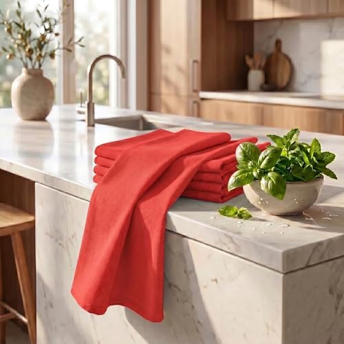 Urban Villa Kitchen Towels Cotton Dish Towels 20”x30” Red - Image 6