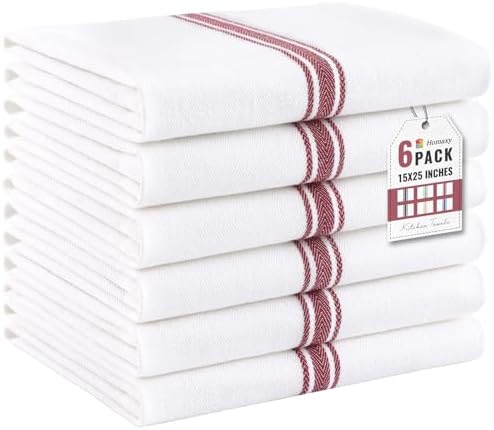 Homaxy 100% Ring Spun Cotton Kitchen Towels 6 Pack by Homaxy