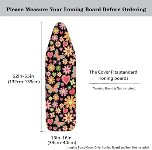 Butterfly Hippie Flower Ironing Board Cover, Iron Board Cover Non-Slip Thick - Image 5