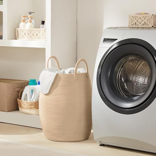 Extra Large Laundry Hamper Basket 105L Woven Blanket Basket, Jute Brown - Image 4
