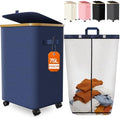Laundry Hamper with Wheels, 75L Rolling Laundry Basket, Removable Inner Bag by Fzzcvo