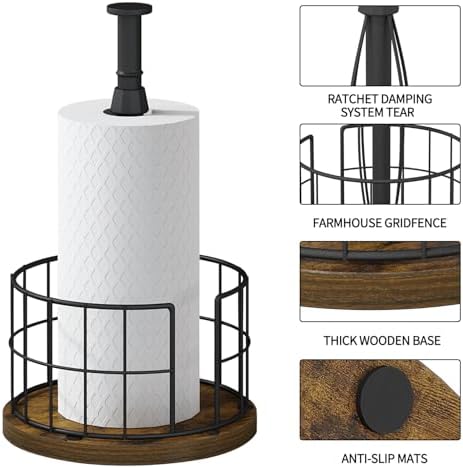 YINMIT Paper Towel Holder Countertop, One-Handed Tear Farmhouse Paper Towel - Image 4