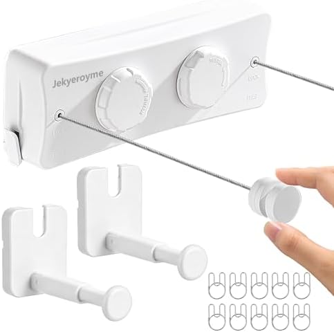Retractable Clothesline, 16.7 Ft Heavy-Duty 44 lb Laundry Line by Jekyeroyme