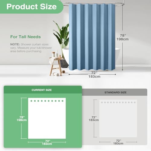 Dynamene Long Waffle Shower Curtain 256 GSM Heavy 72"x78" Moonlight Blue - Image 3