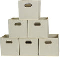 Fabric Storage Bins 6 Piece Set, Strong Poly-Woven Fabric, Sturdy Chipboard by HouseholdEssentials