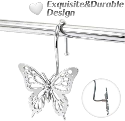 12PCS Decorative Shower Curtain Hooks, Metal Shower Curtain Rings, Rustproof - Image 3