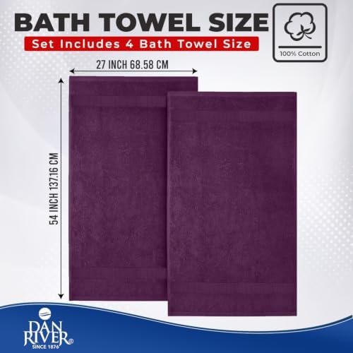 DAN RIVER 600 GSM Cotton Large Bath Towels Set of 4, 27 x 54 Inches - Image 2