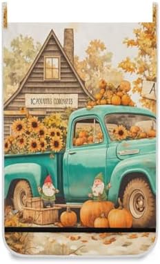 Thanksgiving Truck Pumpkin Orange Hanging Laundry Hamper Door Hampers Bag Basket - Image 2