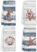 Coastal Beachy Kitchen Towels and Dishcloths Set of 4, Nautical Starfish by HFXHANGD