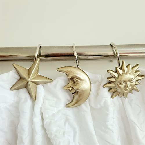 Twofishes Home Fashion Gold Sun Moon Star Shower Curtain Hooks S/12 Decorative - Image 5