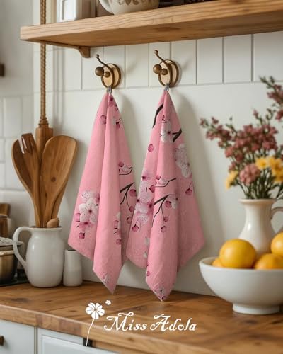 Miss Adola Flour Sack Kitchen Towels Set of 2, Peach Blossom - Image 3