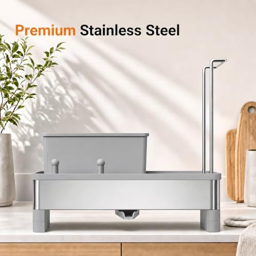 Laveshop Sponge Holder for Kitchen Sink, Rustproof Stainless Steel Sink Caddy - Image 4