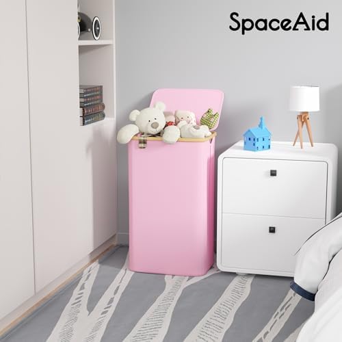 SpaceAid Laundry Hamper with Lid, 110L Large Tall Clothes Basket Bin with - Image 6