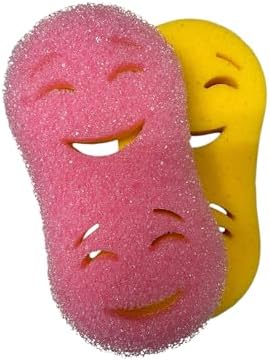 Smilyeez Double-Size Scrub Moji Duo Sponge 2-Pack – Dual Smiling Faces by Smilyeez