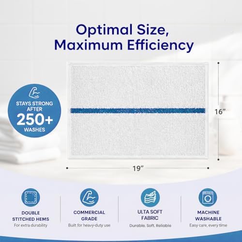 Bar Mop Towels Pack of 60 – Bulk Terry Cleaning Rags 16"x19" – Absorbent - Image 2