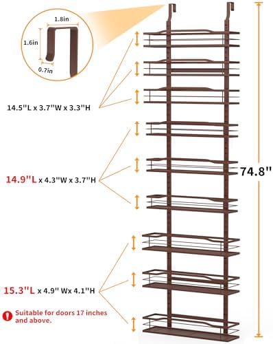 Moforoco Bronze 9-Tier Over The Door Pantry Organizer, Pantry Organization And - Image 2