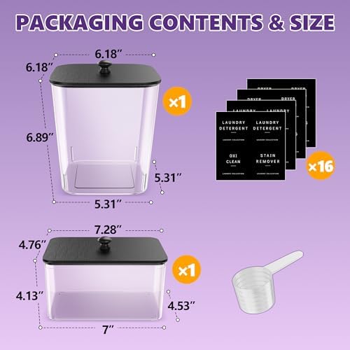 Moforoco 1+1 Pack Laundry Pods Container, Large Detergent Powder Storage - Image 2