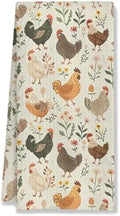 Farmhouse Chicken Rooster Kitchen Towels, Chicken Dish Towels, Rooster Decor by HUGANE