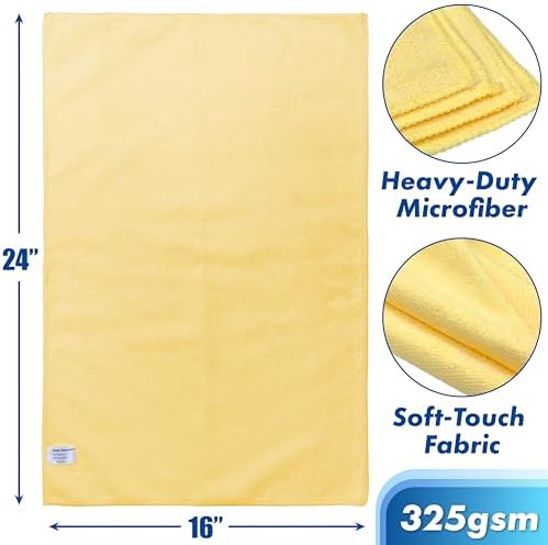 Simple Houseware 16" x 24" Microfiber Cleaning Towels, Heavy Duty 3 Pack - Image 2