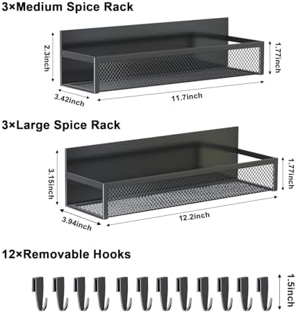 Aufworld Magnetic Spice Rack for Refrigerator, 6 Pack Magnetic Shelf, Fridge - Image 2
