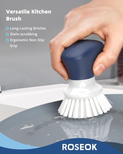 ROSEOK Dish Scrub Brush, Palm Brush, Kitchen Brush, Nylon Bristles - Image 2
