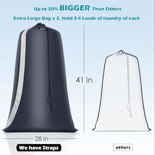 Coomee Heavy Duty Laundry Bag, 2 Pack XL Nylon Laundry Bags - Image 2
