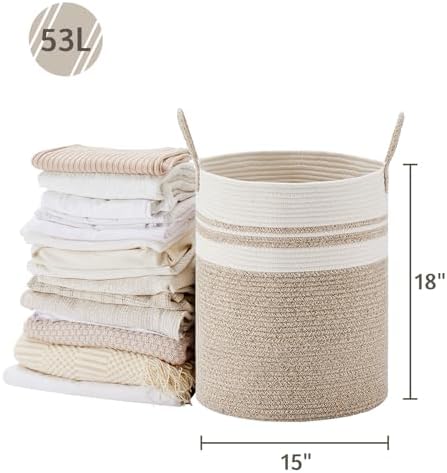 VIPOSCO 53L Tall Woven Laundry Basket Hamper - Image 5