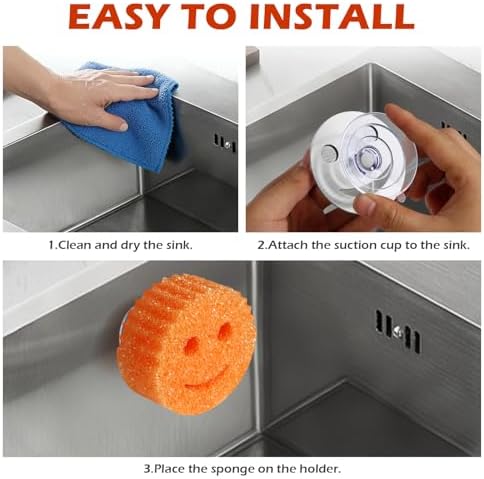 Stainless Steel Smiley Face Sponge Daddy Holder, Sink Caddy Organizer - Image 6