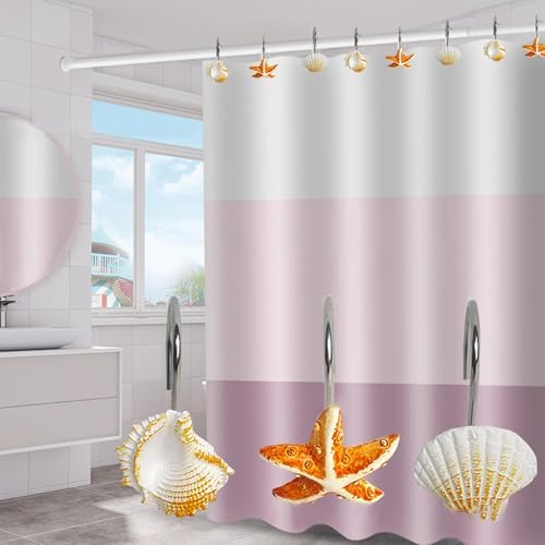 Seashell Shower Curtain Hooks 12pcs Beach Shower Curtain Rings Bath Shower - Image 3