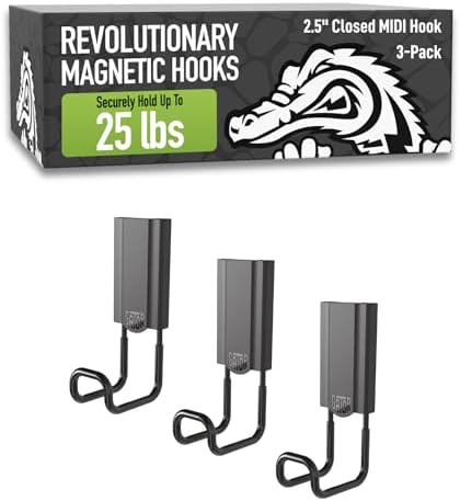 GATOR MAGNETICS MIDI 2.5 in Closed Hooks, 25 lb Magnetic Hooks – 3 Pack by GatorMagnetics