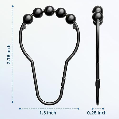 Titanker Shower Curtain Rings Hooks, Rust-Resistant Metal Shower Curtain Hooks - Image 6