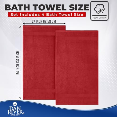 DAN RIVER 600 GSM Cotton Large Bath Towels Set of 4, 27 x 54 Inches - Image 2
