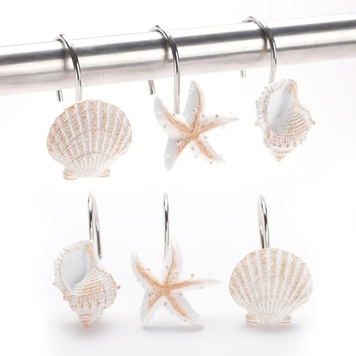 12pc Seashell Shower Curtain Hooks Decorative Resin Hooks by Unknown