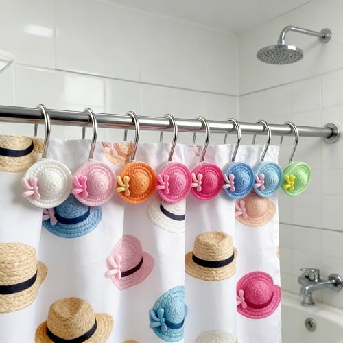 Two Fish Home Fashions Set of 12 Decorative Sunhat Shower Curtain Hooks - Image 2