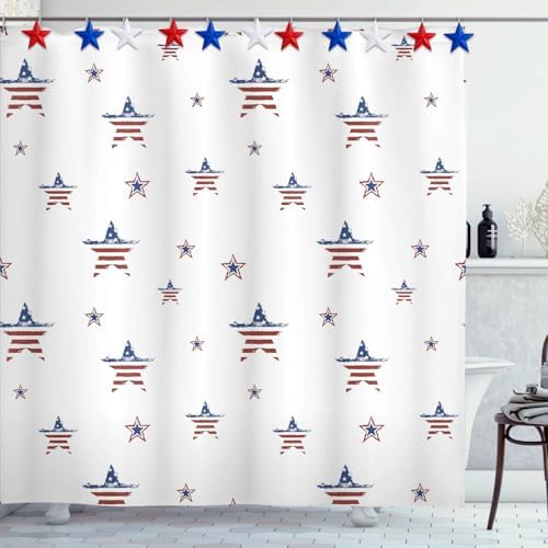 12-Piece 4th of July Red White Blue Stars Shower Curtain Hooks, Fourth of July - Image 4