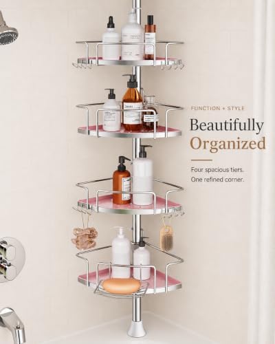 ALLZONE Corner Shower Caddy Tension Pole, 4 Hang-On Basket - Image 6