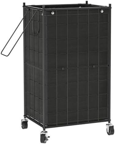 WOWLIVE Rolling Laundry Basket, Metal Wire Frame Laundry Hamper by WOWLIVE