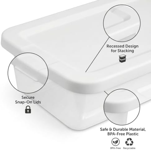 10 Pack Storage Bins with Lids, 6 Quart Clear Plastic Stackable & Nestable - Image 4