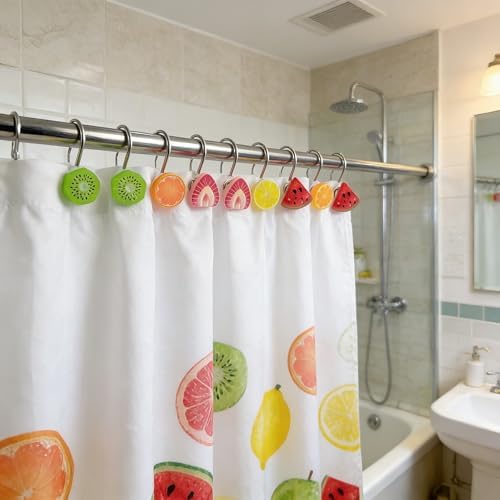 Two Fish Home Fashions Set of 12 Decorative Fruits Shower Curtain Hooks - Image 3