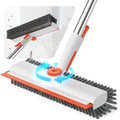 Floor Scrub Brush with Long Handle, 3 in 1 Deck Brush with Squeegee by HelpX