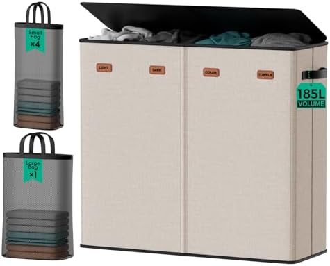 185L Laundry Hamper 4 Section by MECINFUL