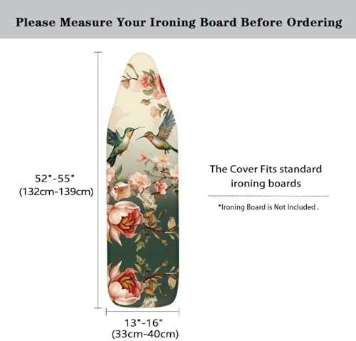 Flashideas Flowers Hummingbirds Ironing Board Cover and Pad Standard Size Soft - Image 6