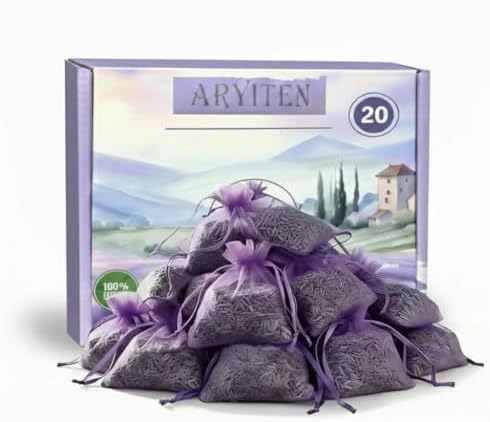 20 Pack Lavender Sachet Bags, 100% Natural French Dried Lavender Sachets by Aryiten