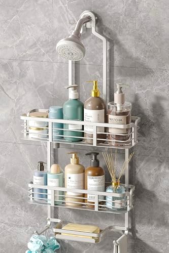 Shower Caddy Hanging, Never Rust Aluminum Shower Organizer, Over Showerhead No by BXINREDA