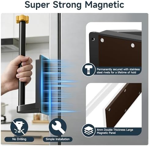 Magnetic Paper Towel Holder for Fridge Strong Magnet Black Kitchen Towel - Image 5